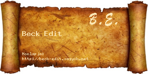 Beck Edit névjegykártya